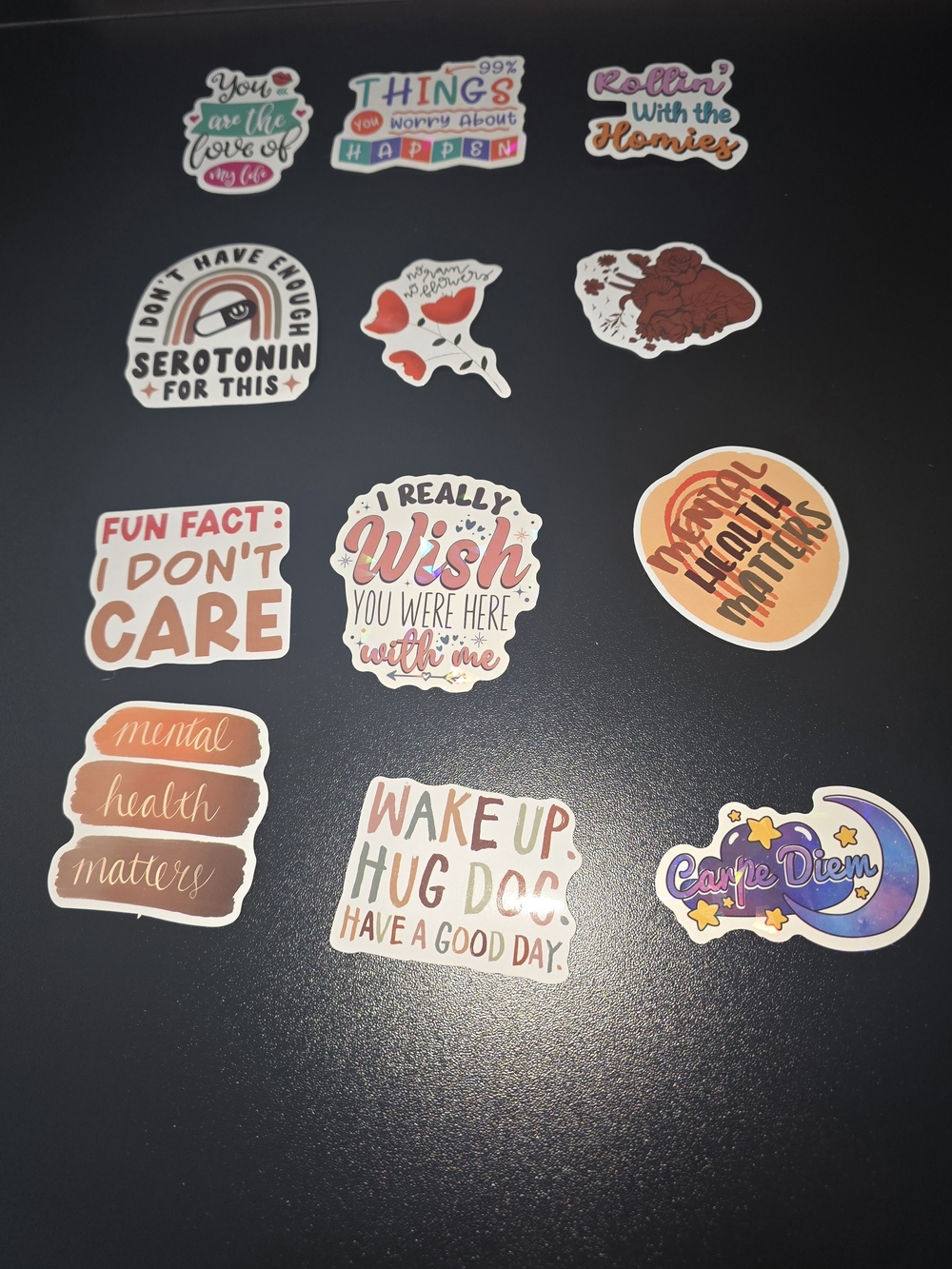 12- Assorted Mental Health & Inspirational Sticker Pack - Multicolor